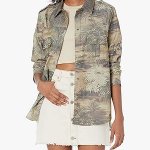 GUESS Women's Ambra Shirt - Size M - Caribe Breath Green Combo NWT